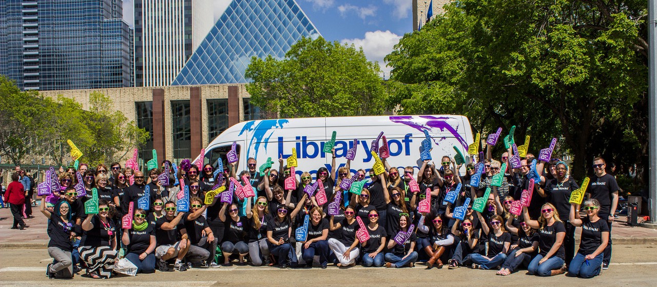 Library of the Year staff Staff celebrate 2014 Library of the Year win